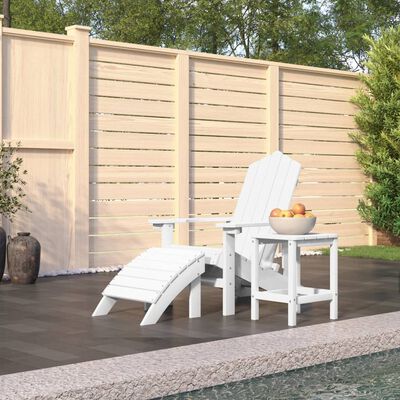 vidaXL Adirondack-Gartenstuhl mit Hocker & Tisch HDPE Weiß