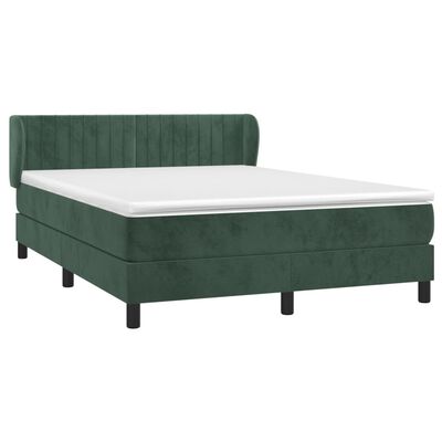 vidaXL Boxspringbett mit Matratze Dunkelgrün 140x200 cm Samt