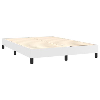 vidaXL Boxspringbett mit Matratze & LED Weiß 140x200 cm Kunstleder