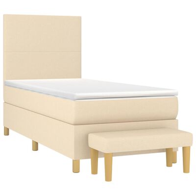 vidaXL Boxspringbett mit Matratze Creme 100x200 cm Stoff