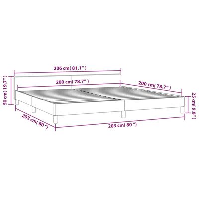 vidaXL Bettgestell ohne Matratze Dunkelbraun 200x200 cm Stoff