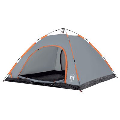 vidaXL Campingzelt 5 Personen Grau und Orange Quick Release