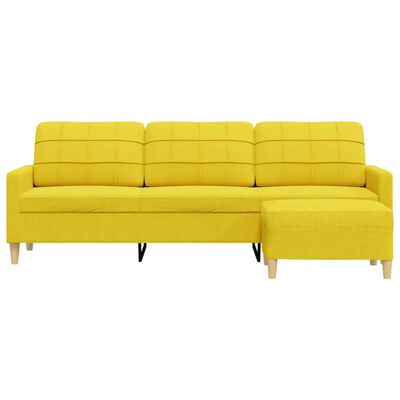 vidaXL 3-Sitzer-Sofa mit Hocker Hellgelb 210 cm Stoff