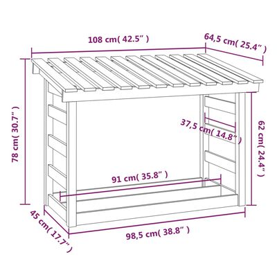 vidaXL Kaminholzregal Weiß 108x64,5x78 cm Massivholz Kiefer