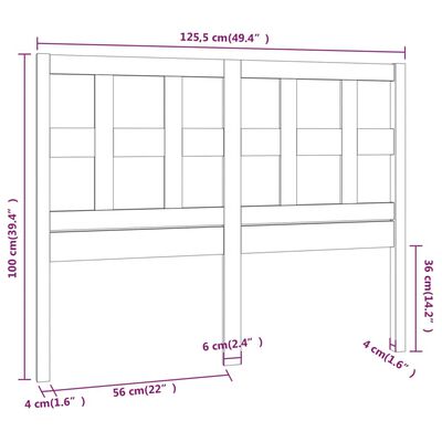 vidaXL Kopfteil Weiß 125,5x4x100 cm Massivholz Kiefer