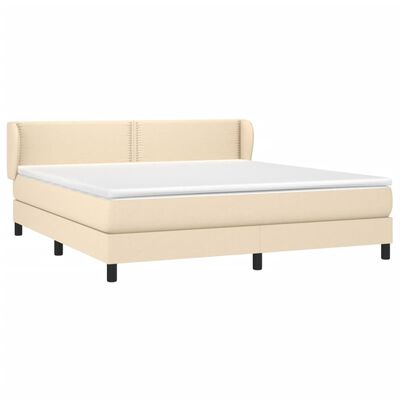 vidaXL Boxspringbett mit Matratze Creme 160x200 cm Stoff