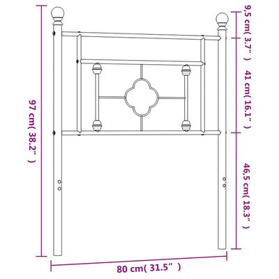 vidaXL Kopfteil Metall Weiß 75 cm