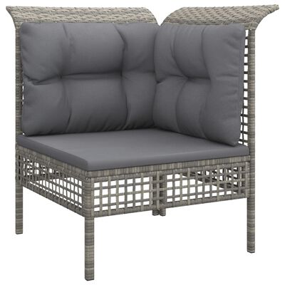 vidaXL 3-tlg. Garten-Lounge-Set mit Kissen Grau Poly Rattan