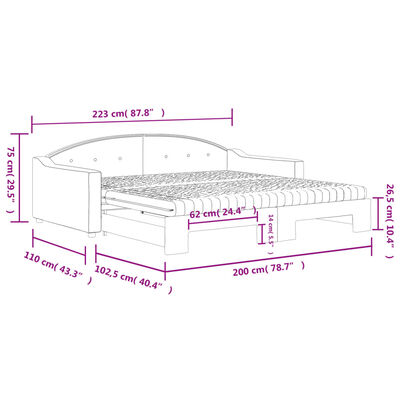 vidaXL Tagesbett Ausziehbar mit Matratzen Creme 100x200 cm Stoff