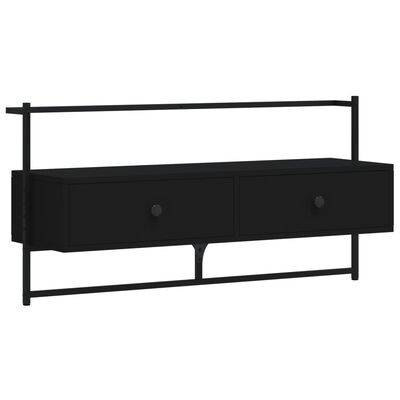 vidaXL TV-Wandschrank Schwarz 100,5x30x51 cm Holzwerkstoff