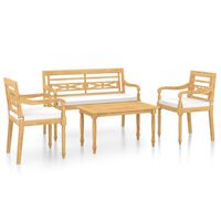 vidaXL 4-tlg. Garten-Lounge-Set mit Kissen Massivholz Teak