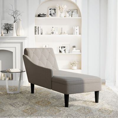 vidaXL Chaiselongue mit Kissen und Rechter Armlehne Taupe Stoff