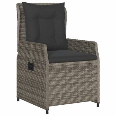 vidaXL 3-tlg. Bistro-Set mit Kissen Grau Poly Rattan