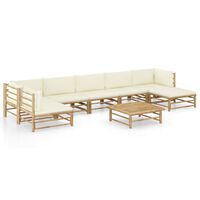 vidaXL 8-tlg. Garten-Lounge-Set mit Cremeweißen Kissen Bambus