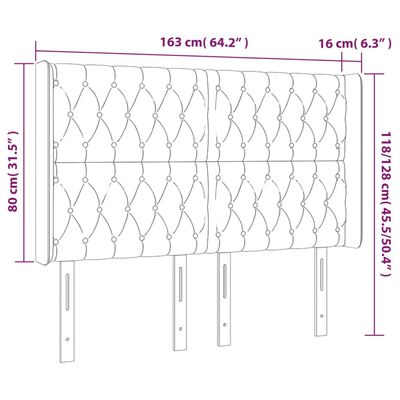 vidaXL LED Kopfteil Taupe 163x16x118/128 cm Stoff