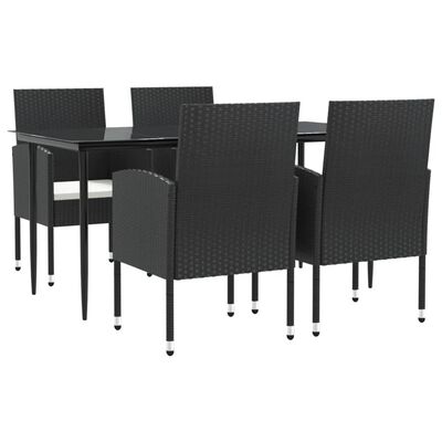 vidaXL 5-tlg. Garten-Essgruppe Schwarz Poly Rattan und Stahl