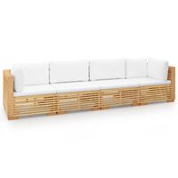 vidaXL 4-tlg. Garten-Lounge-Set mit Kissen Massivholz Teak