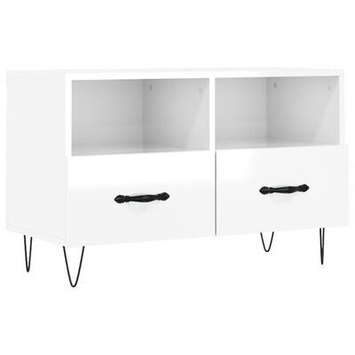 vidaXL TV-Schrank Hochglanz-Weiß 80x36x50 cm Holzwerkstoff