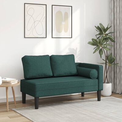 vidaXL Chaiselongue mit Kissen Dunkelgrün Stoff