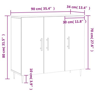 vidaXL Sideboard Grau Sonoma 90x34x80 cm Holzwerkstoff