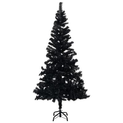 vidaXL Künstlicher Weihnachtsbaum Beleuchtung & Kugeln Schwarz 180 cm