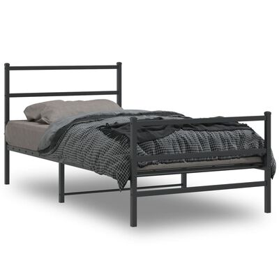 vidaXL Bettgestell mit Kopf- und Fußteil Metall Schwarz 107x203 cm