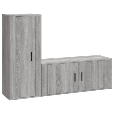 vidaXL 2-tlg. TV-Schrank-Set Grau Sonoma Holzwerkstoff