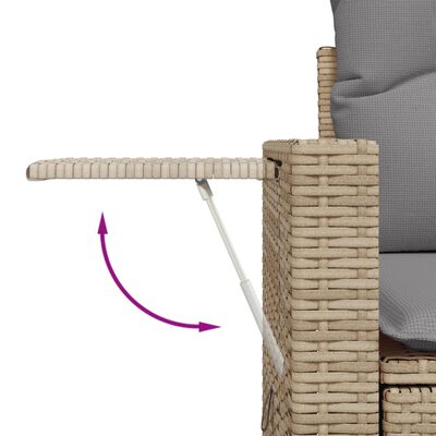 vidaXL 10-tlg. Garten-Sofagarnitur mit Kissen Beige Poly Rattan