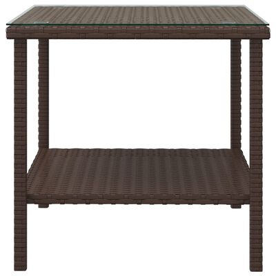 vidaXL Beistelltisch Braun 45x45x45 cm Poly Rattan und Hartglas