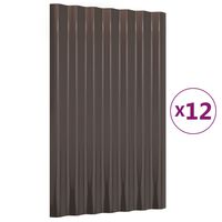 vidaXL Dachpaneele 12 Stk. Pulverbeschichteter Stahl Braun 60x36 cm