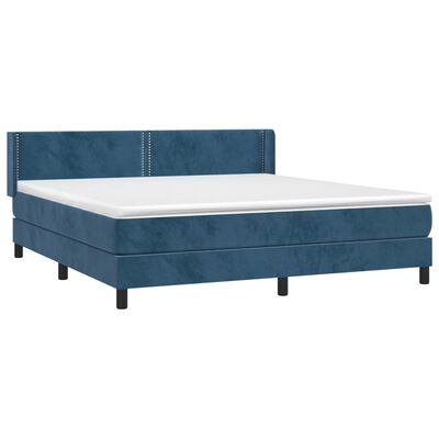 vidaXL Boxspringbett mit Matratze Dunkelblau 160x200 cm Samt