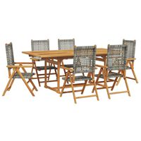 vidaXL 7-tlg. Garten-Essgruppe Poly Rattan und Massivholz Grau