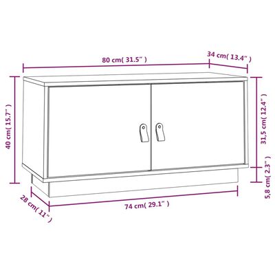 vidaXL TV-Schrank 80x34x40 cm Massivholz Kiefer