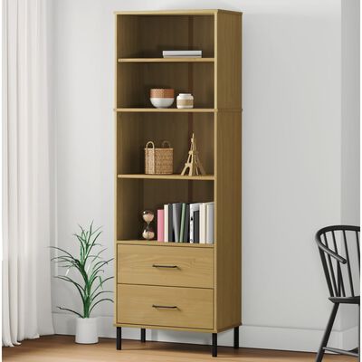 vidaXL Bücherregal OSLO mit 2 Schubladen Braun 60x35x180 cm Massivholz