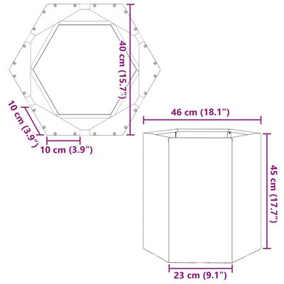 vidaXL Pflanzkübel Sechseckig 46x40x45 Edelstahl