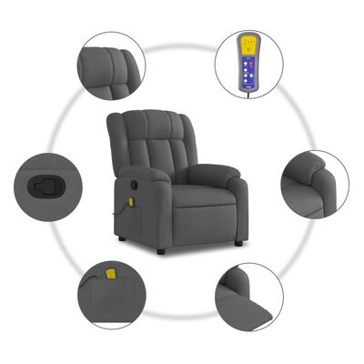 vidaXL Massagesessel Dunkelgrau Stoff