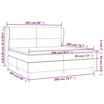 vidaXL Boxspringbett mit Matratze Schwarz 200x200 cm Samt