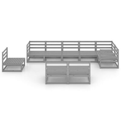 vidaXL 9-tlg. Garten-Lounge-Set Grau Kiefer Massivholz