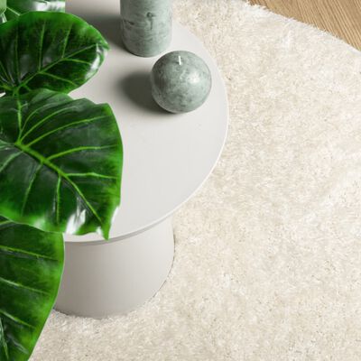 vidaXL Teppich ISTAN Hochflor Glänzend Creme Ø 100 cm