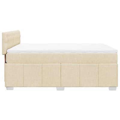 vidaXL Boxspringbett mit Matratze Creme 140x190 cm Stoff