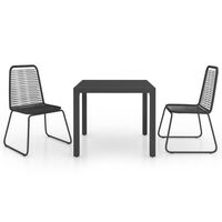 vidaXL 3-tlg. Garten-Essgruppe PVC Rattan Schwarz