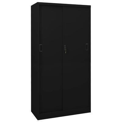 vidaXL Büroschrank mit Schiebetür Schwarz 90x40x180 cm Stahl