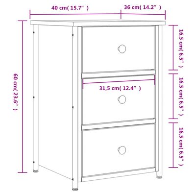 vidaXL Nachttisch Schwarz 40x36x60 cm Holzwerkstoff