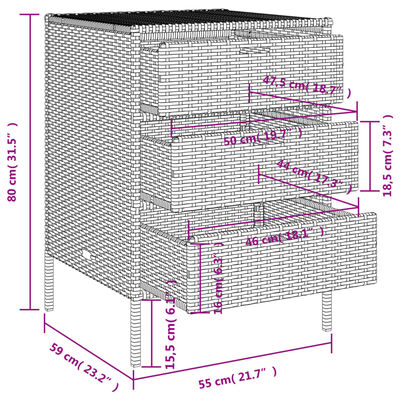 vidaXL Gartenschrank Beige 55x59x80 cm Poly Rattan