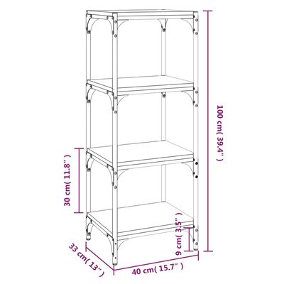 vidaXL Bücherregal Braun Eichen-Optik 40x33x100 cm Holzwerkstoff Stahl