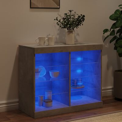 vidaXL Sideboard mit LED-Leuchten Betongrau 81x37x67 cm