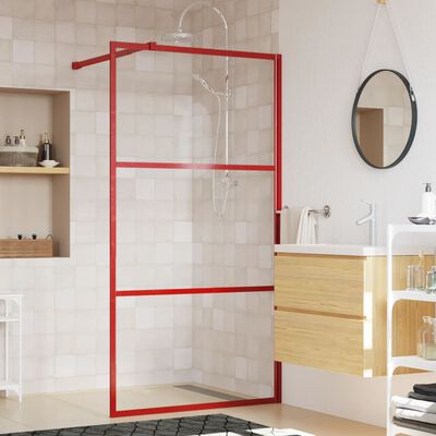 vidaXL Duschwand für Begehbare Dusche mit ESG Klarglas Rot 115x195 cm