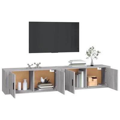 vidaXL TV-Wandschränke 2 Stk. Grau Sonoma 100x34,5x40 cm