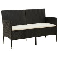 vidaXL 3-Sitzer-Gartensofa mit Kissen Schwarz Poly Rattan