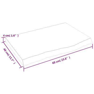 vidaXL Waschtischplatte Dunkelbraun 60x40x(2-4)cm Massivholz Behandelt